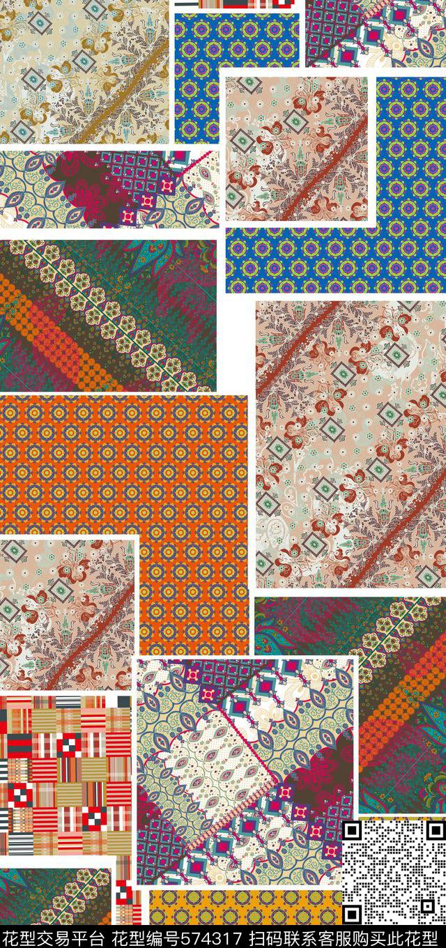 几何潮流时尚大牌传统花纹传统印花华亿平台下载（图片编号: 574317） - 瓦栏（Walan）