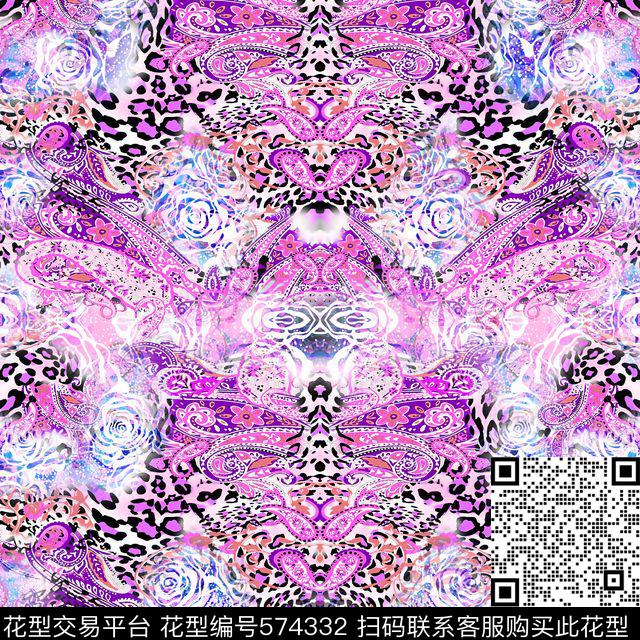 豹纹抽象无缝连接花数码印花华亿平台下载（图片编号: 574332） - 瓦栏（Walan）