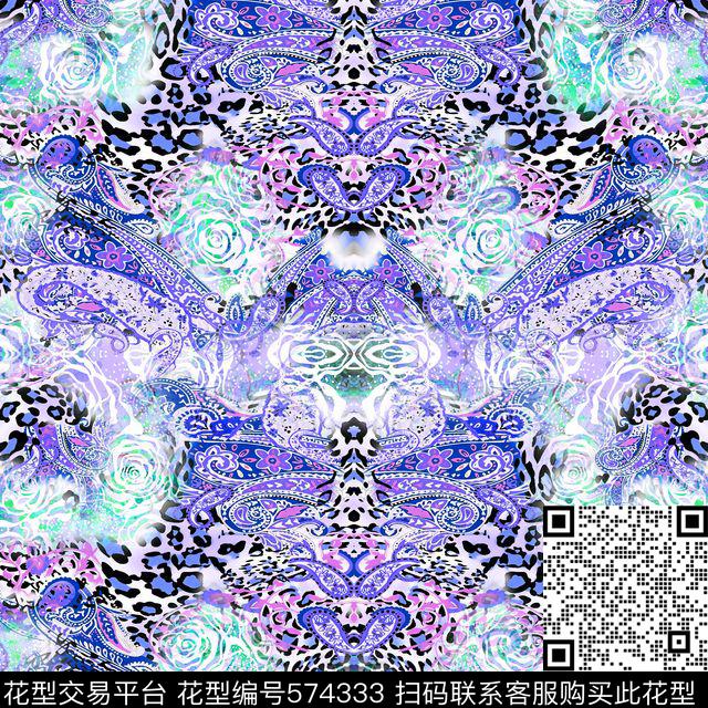 豹纹抽象无缝连接花数码印花华亿平台下载（图片编号: 574333） - 瓦栏（Walan）