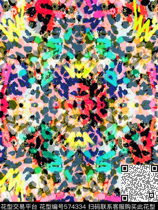 豹纹抽象无缝拼接水彩豹纹数码印花华亿平台下载（图片编号: 574334） - 瓦栏（Walan）