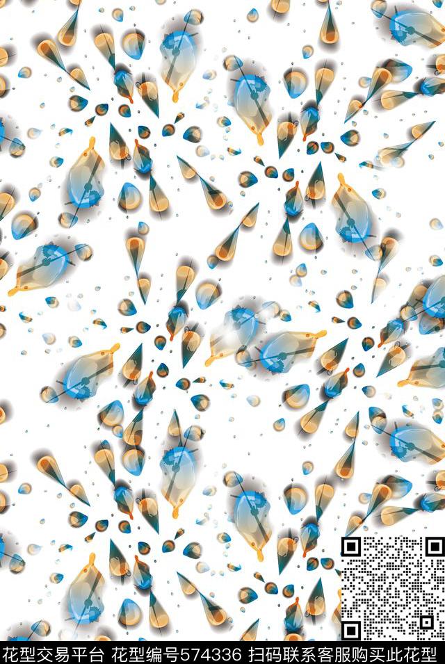 抽象水晶羽毛数码印花华亿平台下载（图片编号: 574336） - 瓦栏（Walan）