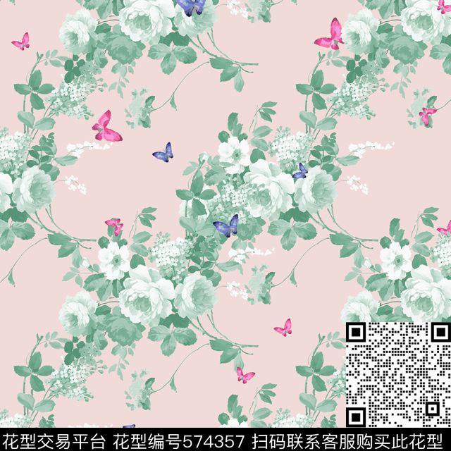 动物蝴蝶花卉传统印花华亿平台下载（图片编号: 574357） - 瓦栏（Walan）