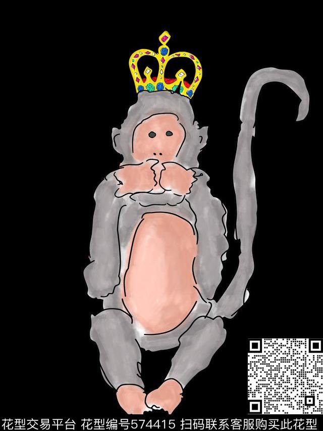 手绘猴子杜嘉班纳数码印花华亿平台下载（图片编号: 574415） - 瓦栏（Walan）
