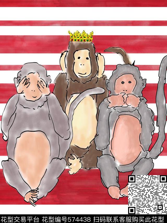 T恤笔触抽象数码印花华亿平台下载（图片编号: 574438） - 瓦栏（Walan）