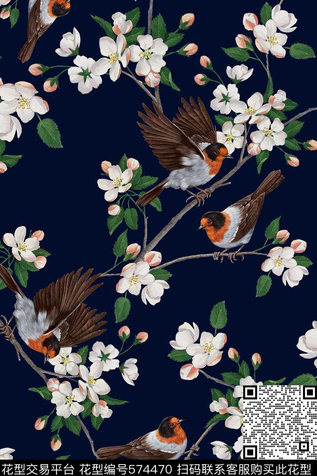 田园风枝条花卉数码印花华亿平台下载（图片编号: 574470） - 瓦栏（Walan）