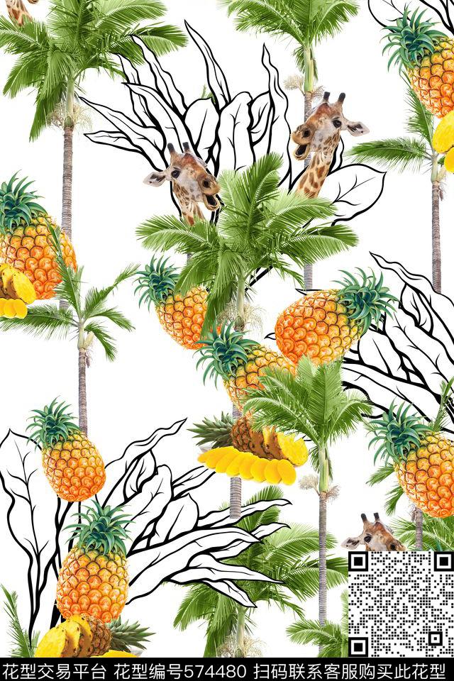 热带风情水果动物数码印花华亿平台下载（图片编号: 574480） - 瓦栏（Walan）