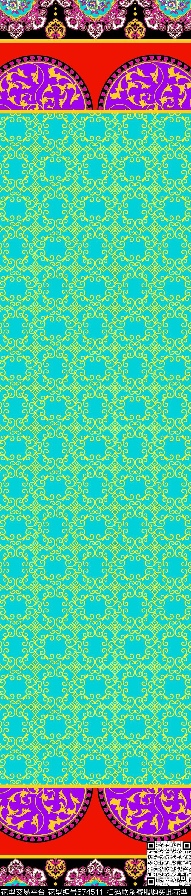 传统印花纹样民族双边定位印花传统印花华亿平台下载（图片编号: 574511） - 瓦栏（Walan）