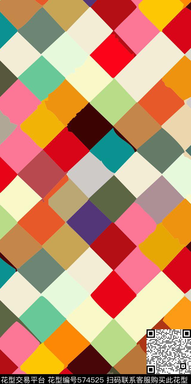 流行时尚几何正方形传统印花华亿平台下载（图片编号: 574525） - 瓦栏（Walan）