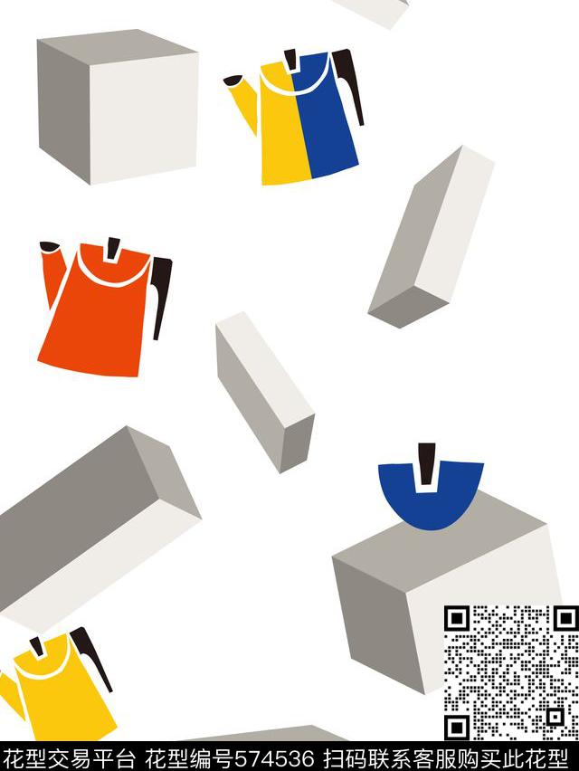 流行时尚几何砖头茶壶传统印花华亿平台下载（图片编号: 574536） - 瓦栏（Walan）