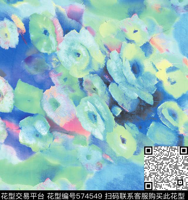 花大花抽象数码印花华亿平台下载（图片编号: 574549） - 瓦栏（Walan）