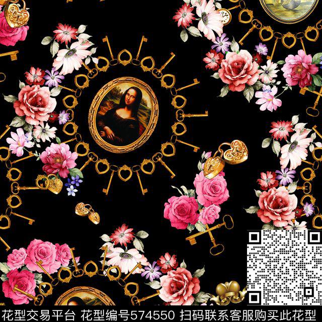 休闲风钥匙花卉数码印花华亿平台下载（图片编号: 574550） - 瓦栏（Walan）