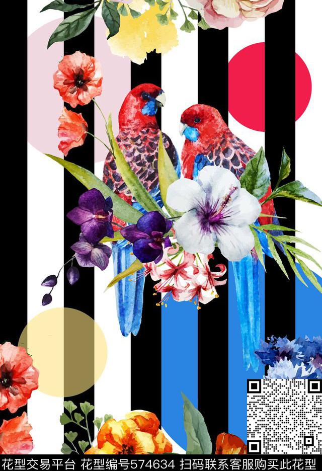 夏季服饰热带热带花1数码印花华亿平台下载（图片编号: 574634） - 瓦栏（Walan）