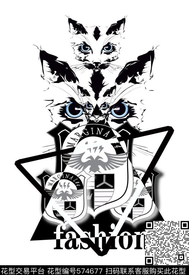 创意插画猫数码印花华亿平台下载（图片编号: 574677） - 瓦栏（Walan）