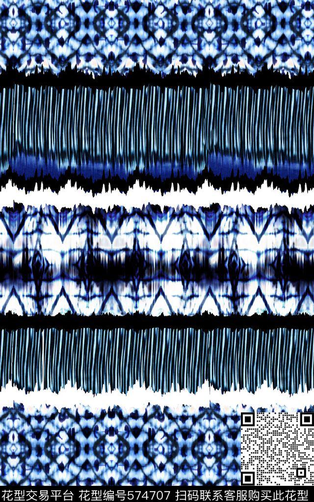 水墨扎染华亿平台靛蓝传统印花华亿平台下载（图片编号: 574707） - 瓦栏（Walan）