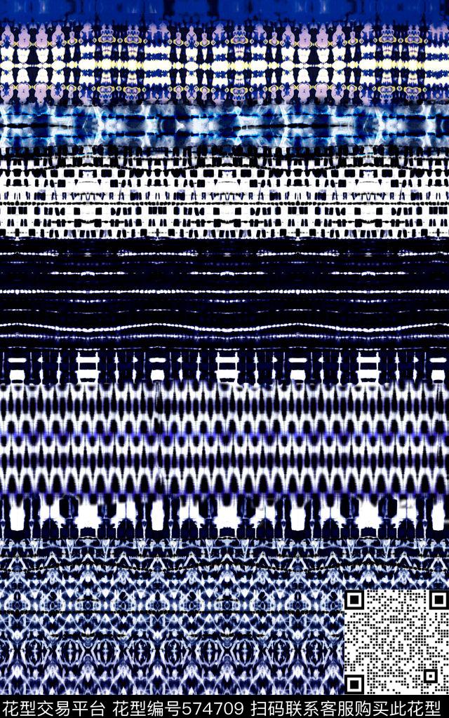 牛仔水墨几何传统印花华亿平台下载（图片编号: 574709） - 瓦栏（Walan）