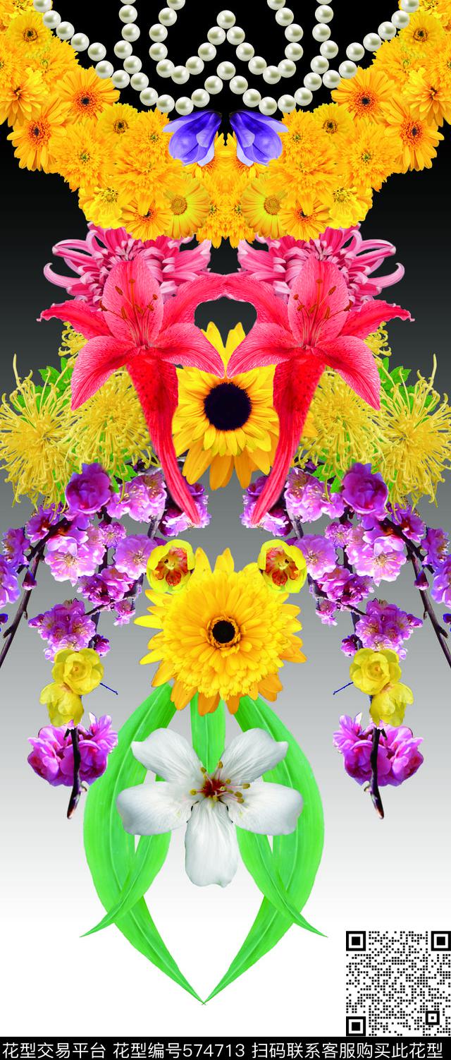 太阳花黄花珍珠数码印花华亿平台下载（图片编号: 574713） - 瓦栏（Walan）