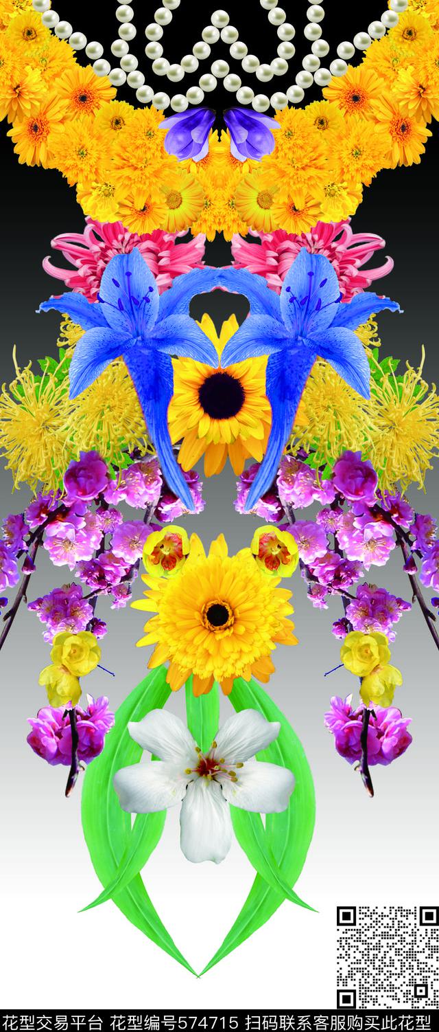 太阳花黄花珍珠数码印花华亿平台下载（图片编号: 574715） - 瓦栏（Walan）