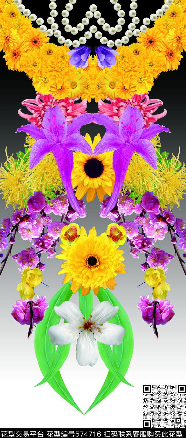 太阳花黄花珍珠数码印花华亿平台下载（图片编号: 574716） - 瓦栏（Walan）