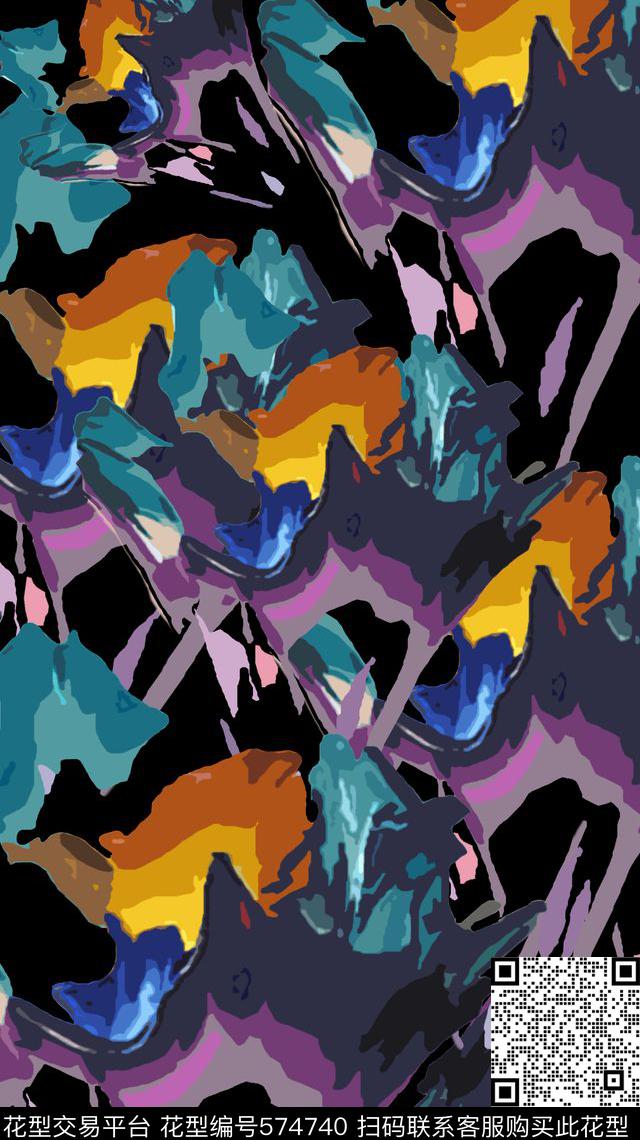 抽象图案家纺围巾旗袍传统印花华亿平台下载（图片编号: 574740） - 瓦栏（Walan）