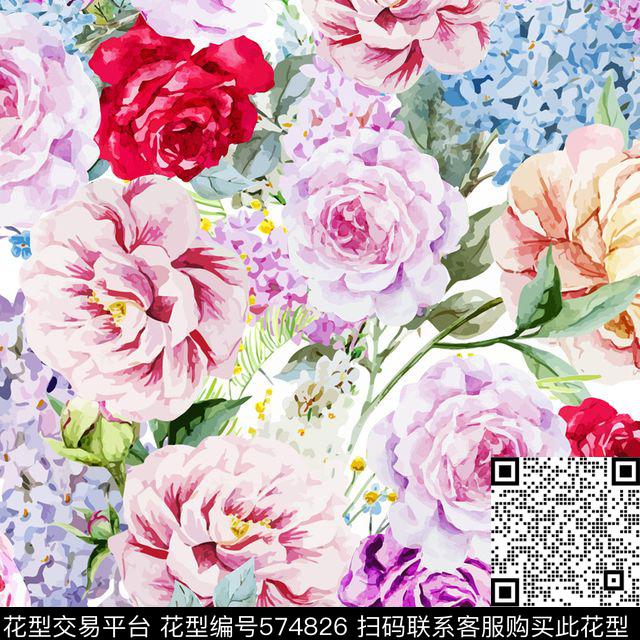 花卉数码印花华亿平台下载（图片编号: 574826） - 瓦栏（Walan）