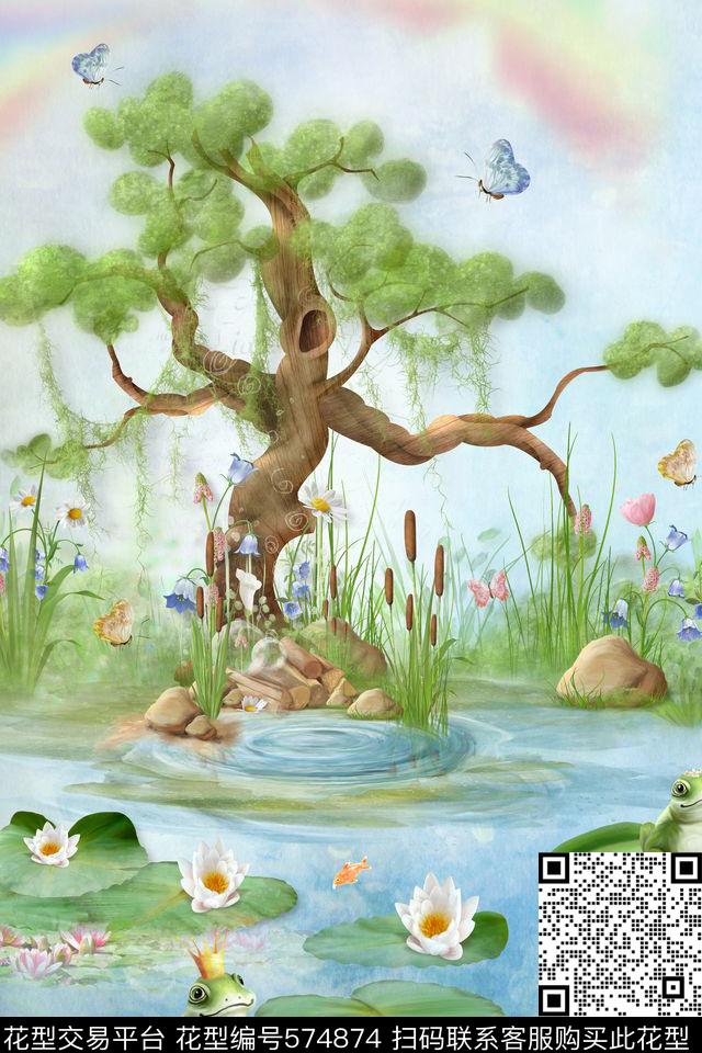 流行时尚水彩花卉数码印花华亿平台下载（图片编号: 574874） - 瓦栏（Walan）