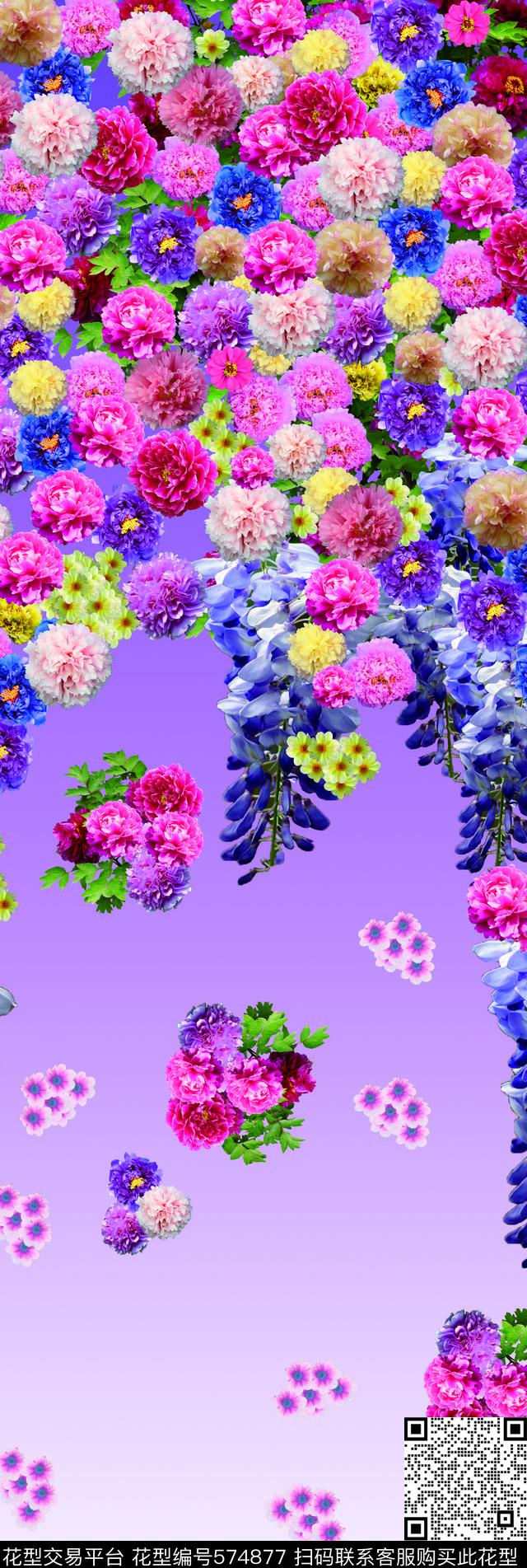 花卉牡丹花小花数码印花华亿平台下载（图片编号: 574877） - 瓦栏（Walan）