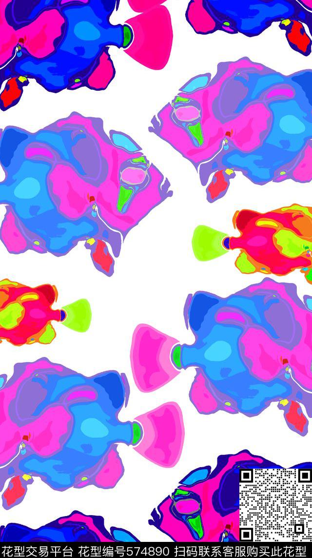 鱼儿自在飘抽象图案家纺围巾传统印花华亿平台下载（图片编号: 574890） - 瓦栏（Walan）