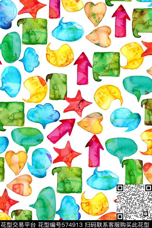 水彩水墨气泡数码印花华亿平台下载（图片编号: 574913） - 瓦栏（Walan）
