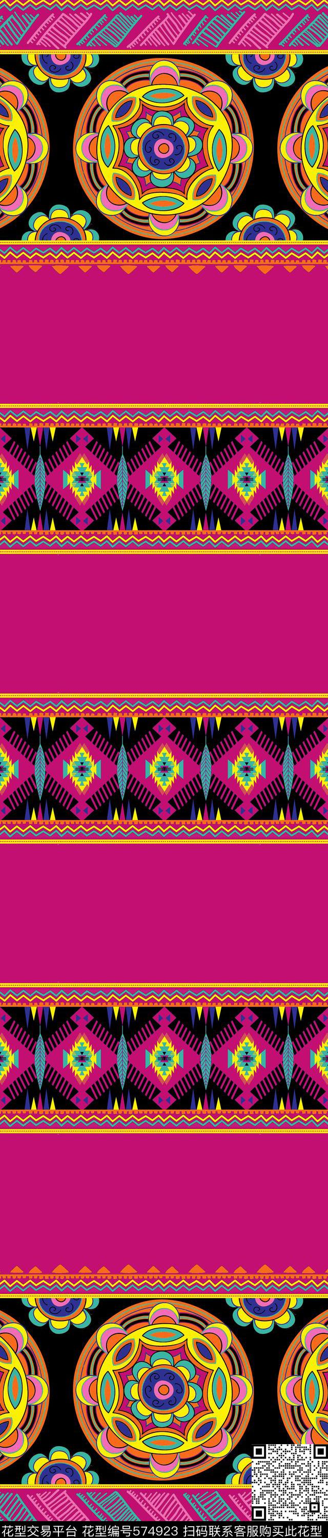 传统印花几何纹样双边定位印花传统印花华亿平台下载（图片编号: 574923） - 瓦栏（Walan）