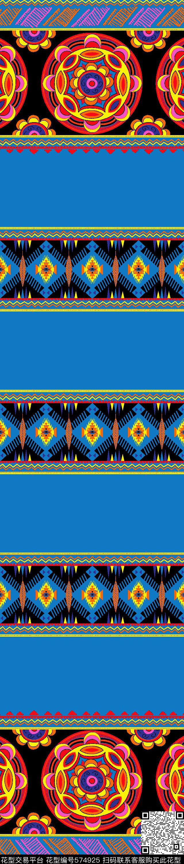 传统印花几何纹样双边定位印花传统印花华亿平台下载（图片编号: 574925） - 瓦栏（Walan）