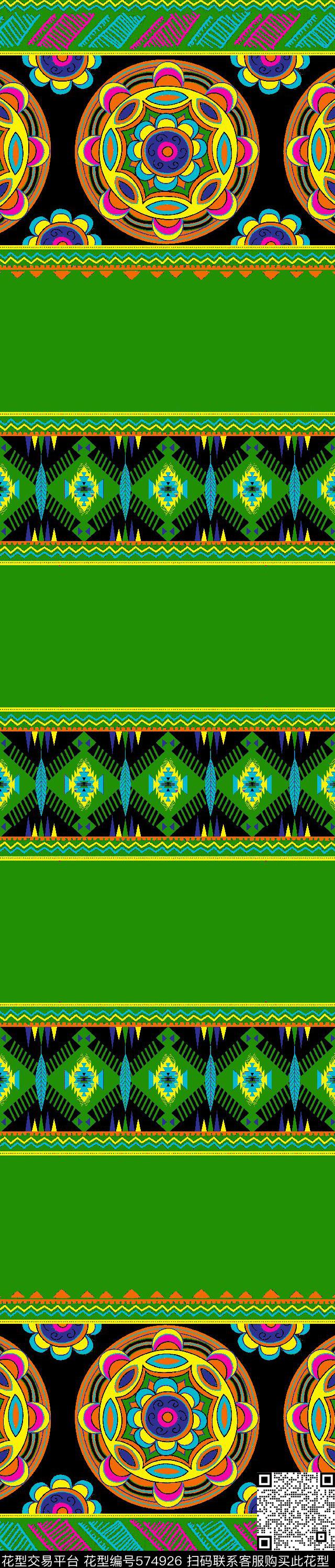 传统印花几何纹样双边定位印花传统印花华亿平台下载（图片编号: 574926） - 瓦栏（Walan）