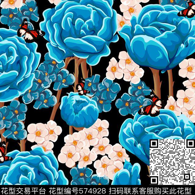传统小碎花玫瑰传统印花华亿平台下载（图片编号: 574928） - 瓦栏（Walan）