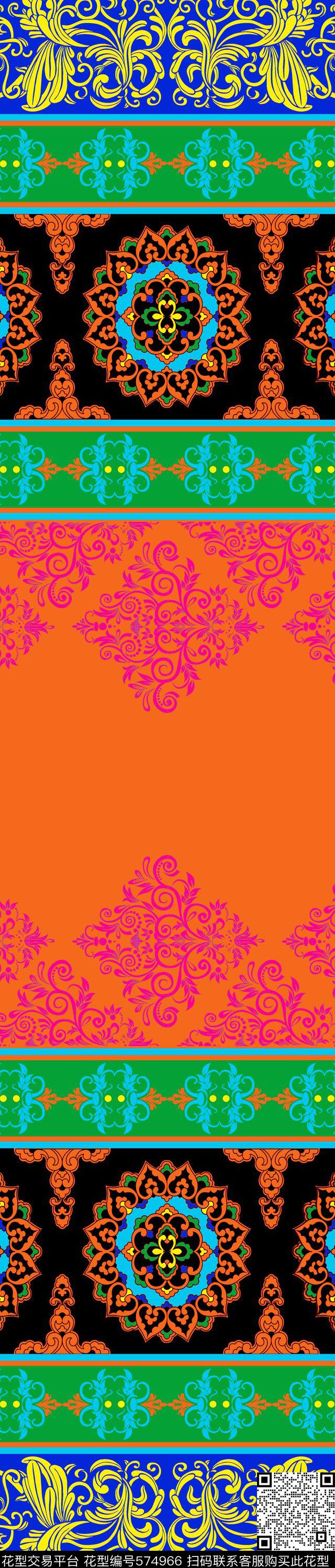 传统印花几何纹样民族双边定位印花传统印花华亿平台下载（图片编号: 574966） - 瓦栏（Walan）