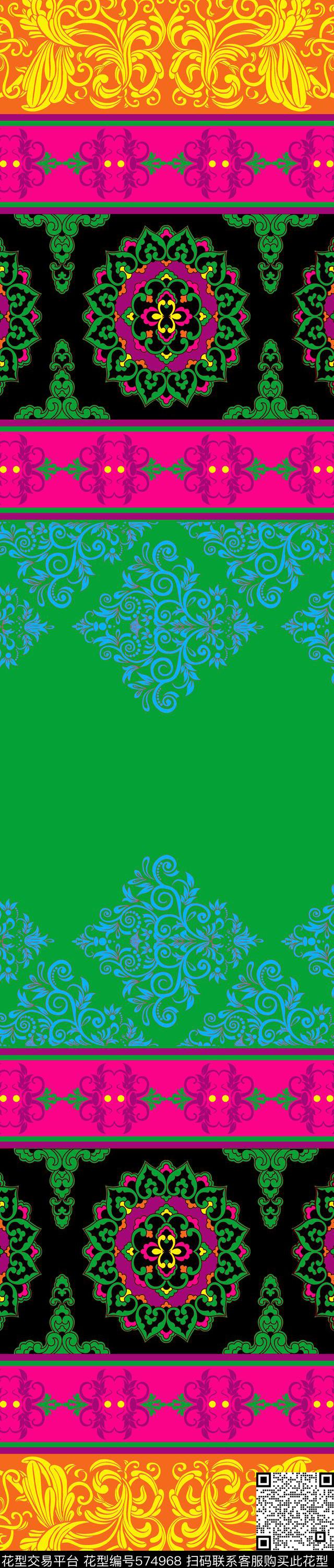 传统印花几何纹样民族双边定位印花传统印花华亿平台下载（图片编号: 574968） - 瓦栏（Walan）