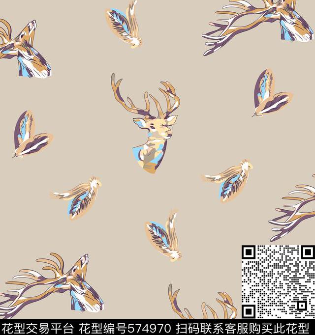 2016时尚大牌七彩鹿手绘传统印花华亿平台下载（图片编号: 574970） - 瓦栏（Walan）