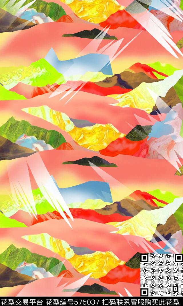 时尚潮流抽象新锐迷彩数码印花华亿平台下载（图片编号: 575037） - 瓦栏（Walan）