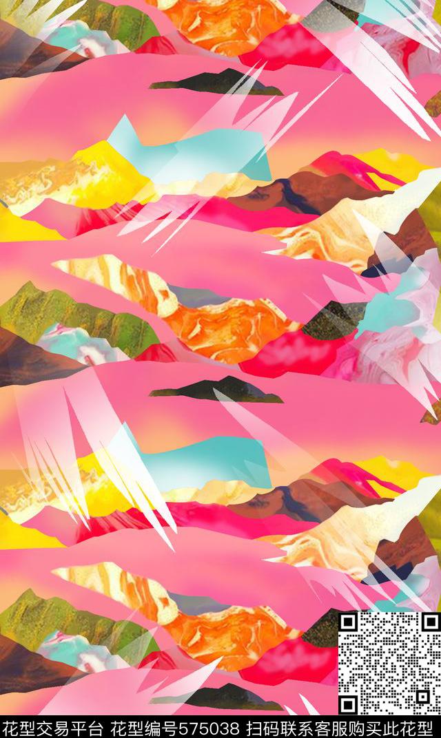时尚潮流抽象新锐迷彩数码印花华亿平台下载（图片编号: 575038） - 瓦栏（Walan）