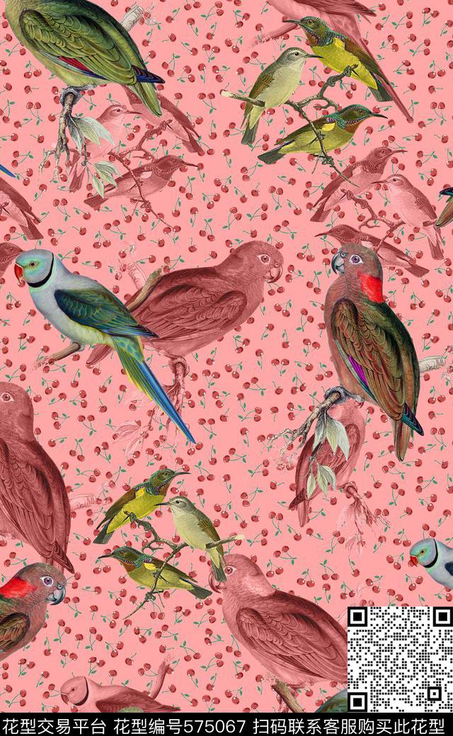 动物女装复古鹦鹉数码印花华亿平台下载（图片编号: 575067） - 瓦栏（Walan）