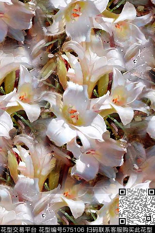 中国风油画抽象写实数码印花华亿平台下载（图片编号: 575106） - 瓦栏（Walan）