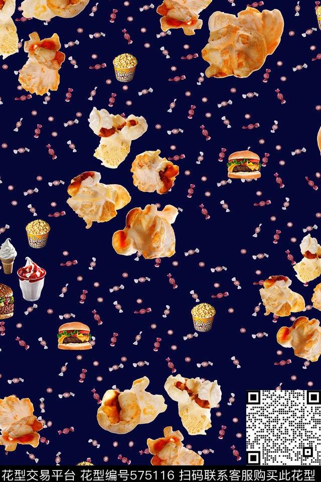 爆米花餐桌食物潮流时尚大牌数码印花华亿平台下载（图片编号: 575116） - 瓦栏（Walan）