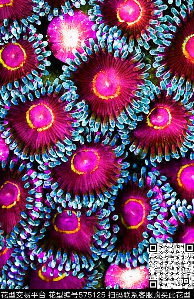 自然海葵数码印花华亿平台下载（图片编号: 575125） - 瓦栏（Walan）