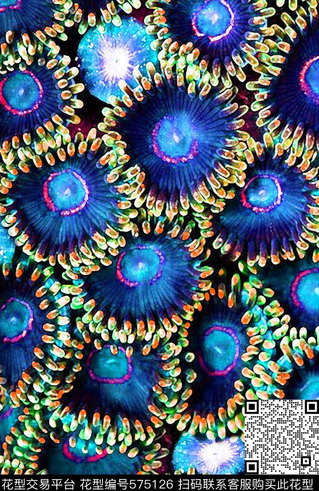 自然海葵数码印花华亿平台下载（图片编号: 575126） - 瓦栏（Walan）