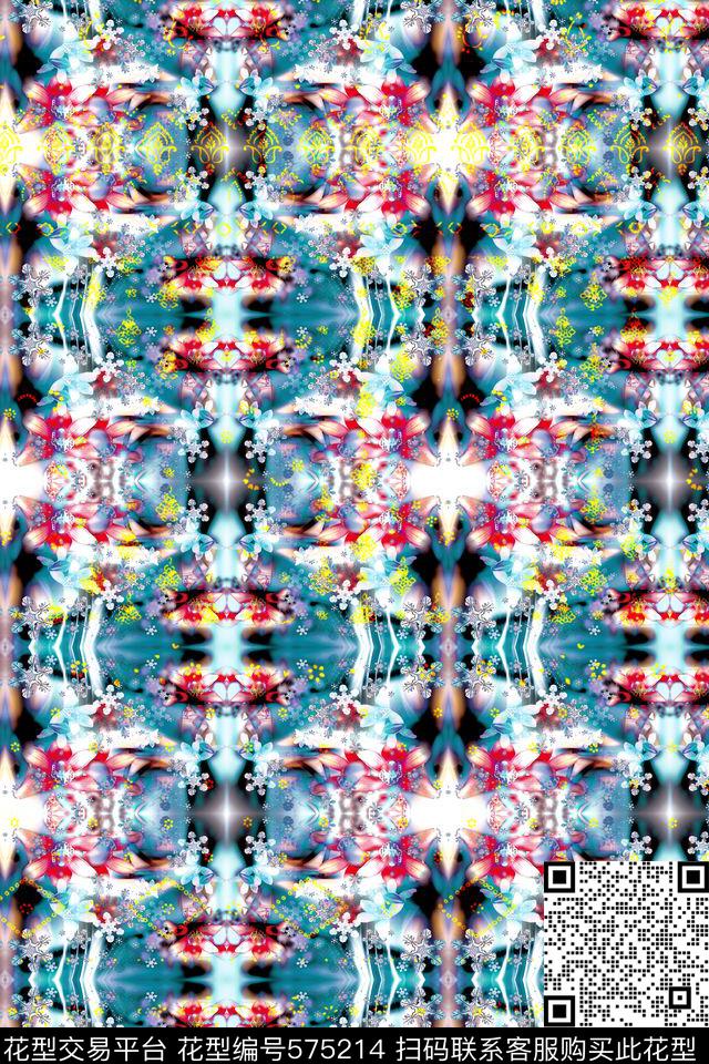 花卉民族风波西米亚风炫彩花卉珠宝民族风波西米亚风华亿平台数码印花华亿平台下载（图片编号: 575214） - 瓦栏（Walan）