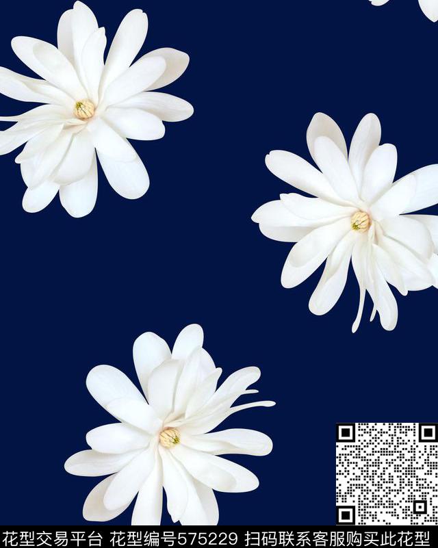 数码印花大花玉兰花花卉数码印花华亿平台下载（图片编号: 575229） - 瓦栏（Walan）