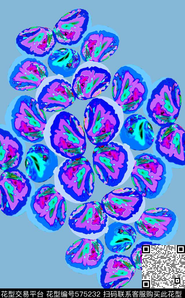 抽象图案色彩斑斓独幅数码印花华亿平台下载（图片编号: 575232） - 瓦栏（Walan）