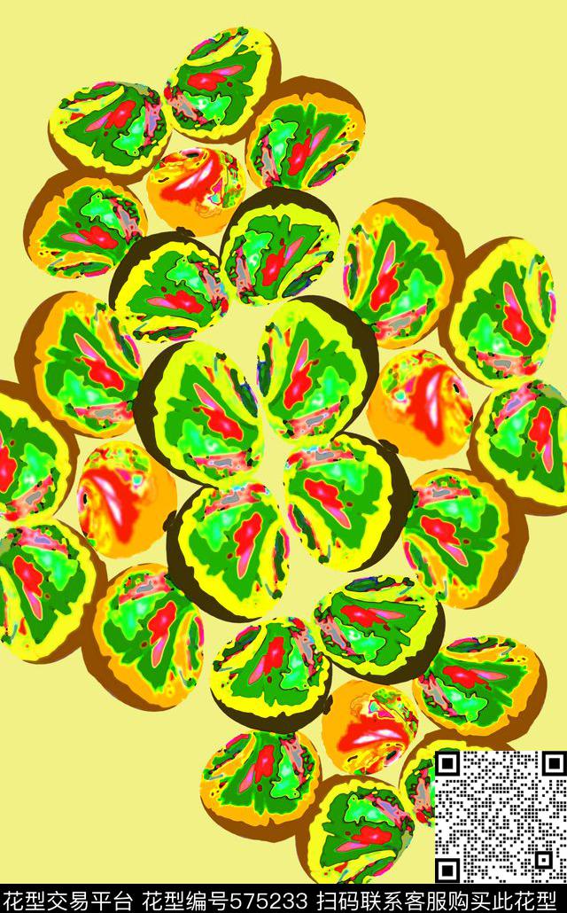 抽象图案色彩斑斓独幅数码印花华亿平台下载（图片编号: 575233） - 瓦栏（Walan）