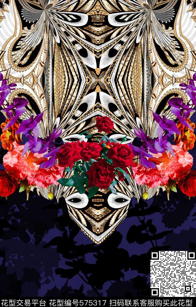 纹样数码印花花卉数码印花华亿平台下载（图片编号: 575317） - 瓦栏（Walan）