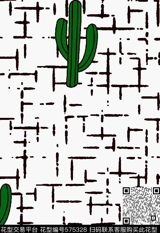 可可西里仙人掌杜嘉班纳传统印花华亿平台下载（图片编号: 575328） - 瓦栏（Walan）