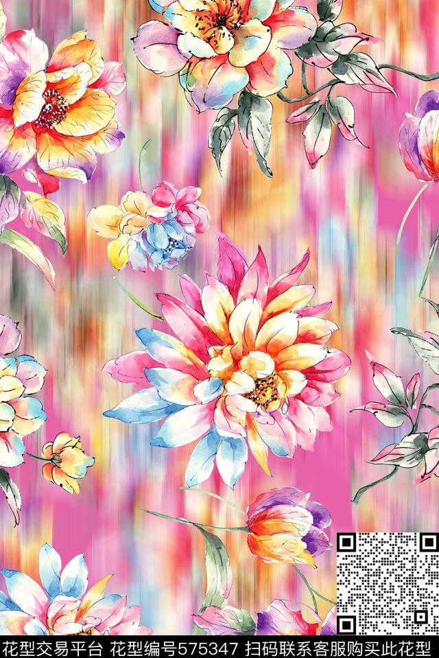 窗帘春夏华亿平台花卉数码印花华亿平台下载（图片编号: 575347） - 瓦栏（Walan）