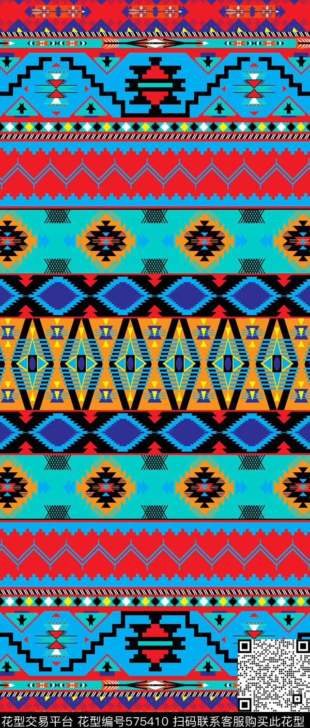 传统印花几何图案双边定位印花传统印花华亿平台下载（图片编号: 575410） - 瓦栏（Walan）